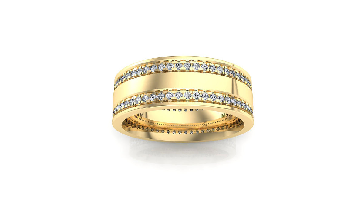 Men's 1.10ct tw Forever Kobe & Gigi Double Eternity Diamond Wedding Band 14K Gold MR002
