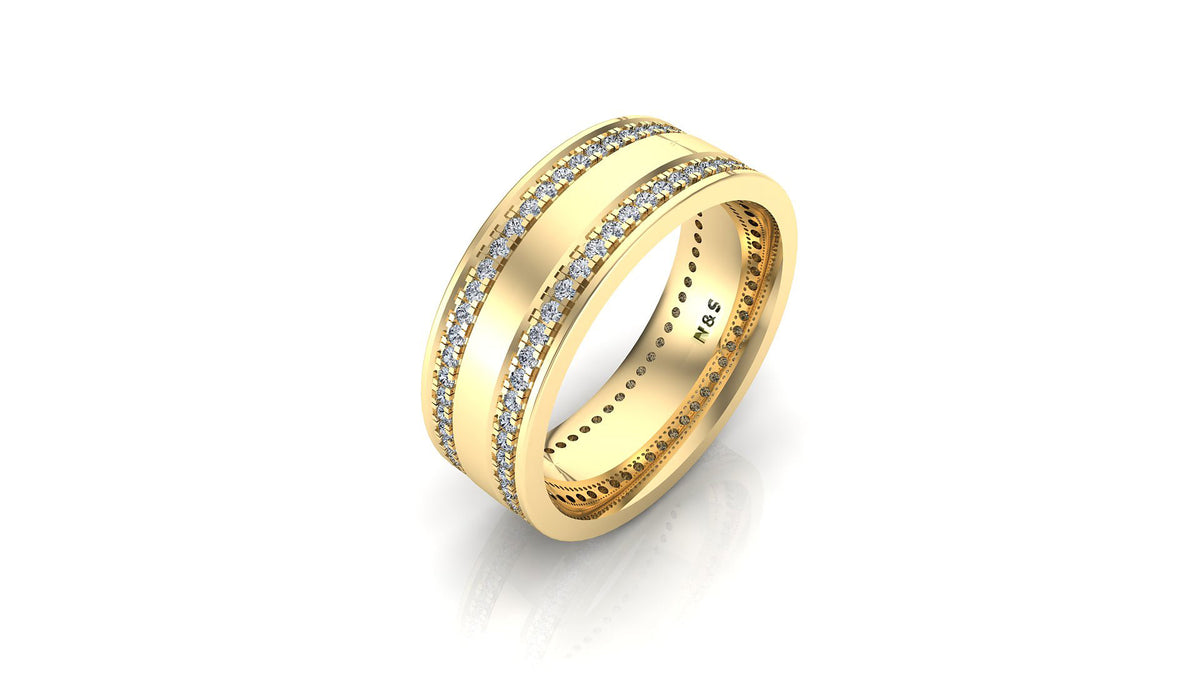 Men's 1.10ct tw Forever Kobe & Gigi Double Eternity Diamond Wedding Band 14K Gold MR002