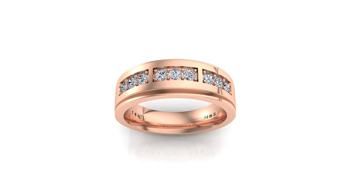 Men's 0.42ct tw Justin Triple Section Diamond Wedding Ring 14K Gold MR004