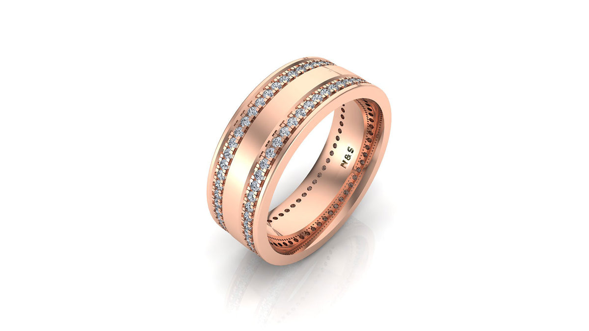 Men's 1.10ct tw Forever Kobe & Gigi Double Eternity Diamond Wedding Band 14K Gold MR002