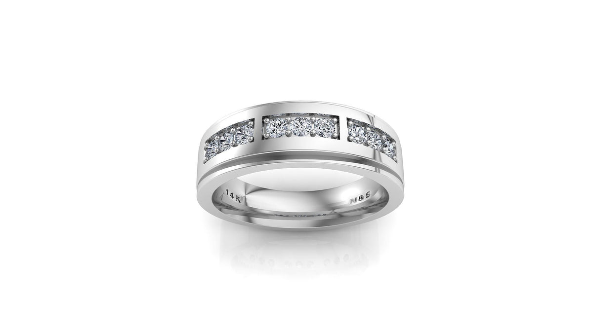 Men's 0.42ct tw Justin Triple Section Diamond Wedding Ring 14K Gold MR004