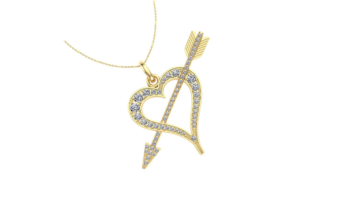 Heart and Arrow Diamond Pendant 0.98CT TW 14K Gold DPEN055