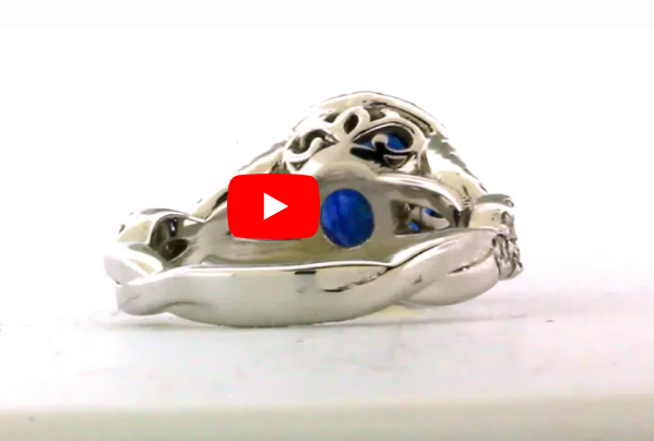 3.21 CT Sapphire Diamond Ring 0.83 CT TW 14K White Gold SPR002 - NorthandSouthJewelry