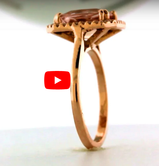 2.43 CT Cushion Morganite Diamond Ring 0.26 CT TW Diamonds 14K Rose Gold MGR001 - NorthandSouthJewelry