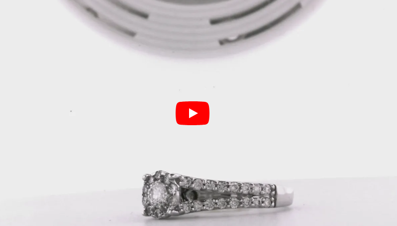 V Split Diamond Engagement Ring 0.87 ct tw 14K White Gold DENG002 - NorthandSouthJewelry