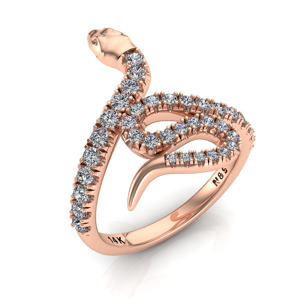 Stylish BFF Diamond Snake Ring 0.53ct tw 14K Gold NIJ007