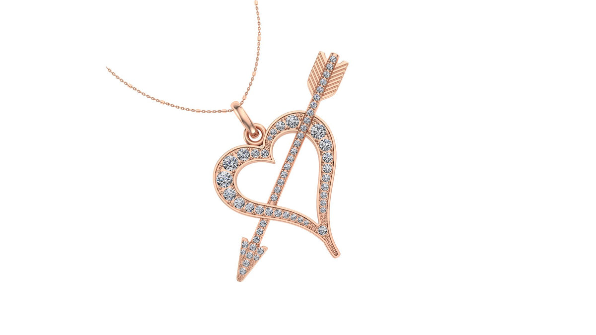 Heart and Arrow Diamond Pendant 0.98CT TW 14K Gold DPEN055