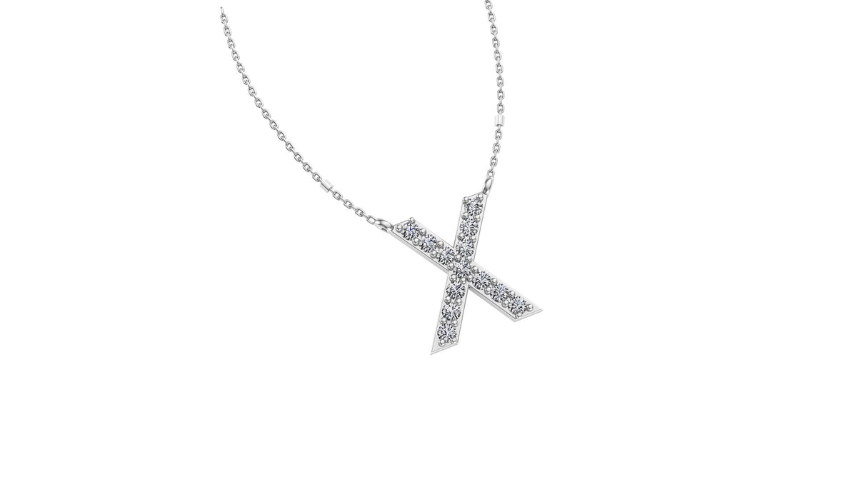Initial X Diamond Pendant 14K Gold DIP024
