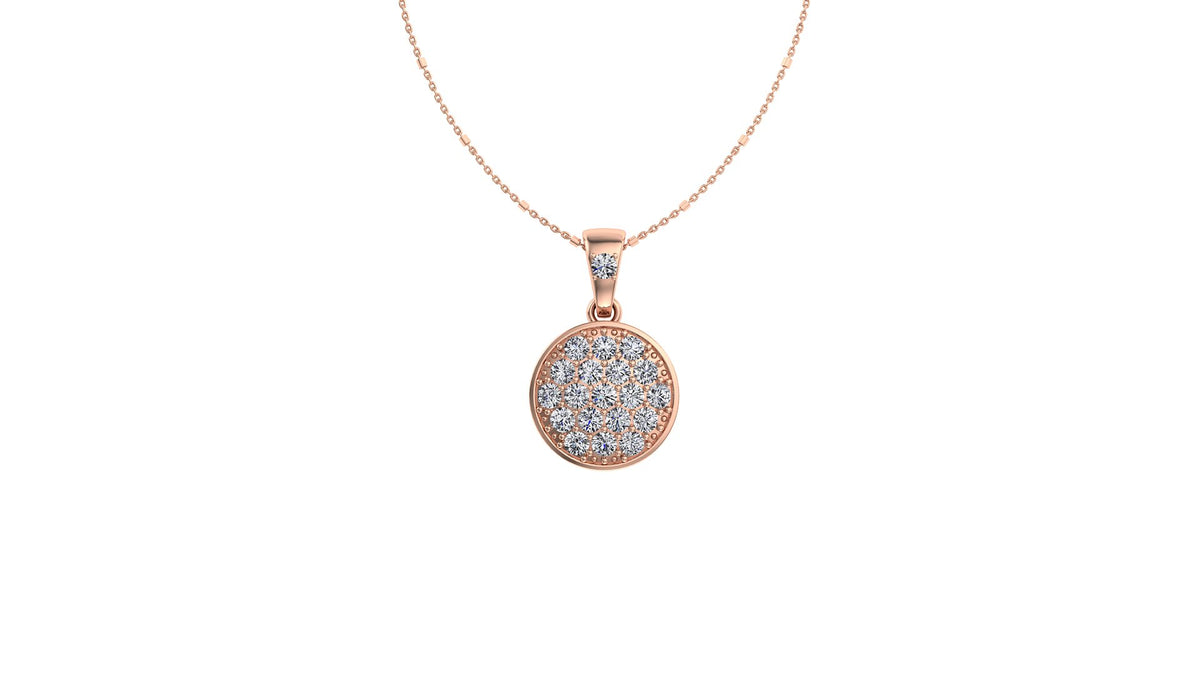 Bezel Set Pave Round Diamond Pendant 0.51CT TW 14K Gold DPEN061