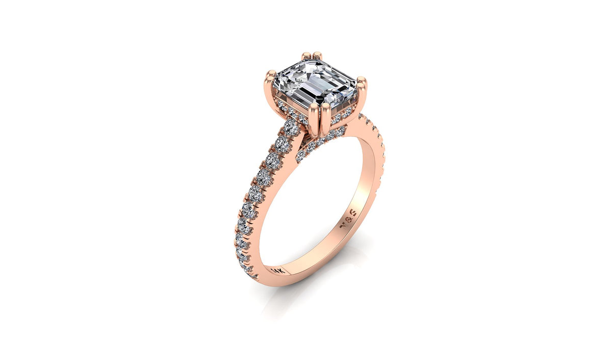 7x5mm (1.20ct) ForeverOne Radiant Moissanite Diamond Bridge Band 14K Gold Engagement Ring MOENG012