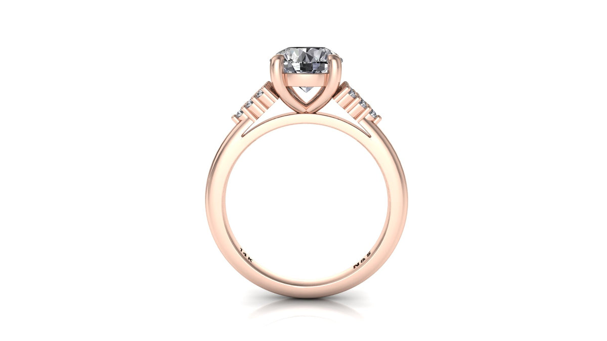 6.5mm (1.00ct) ForeverOne Round Moissanite Diamond Pave Engagement Ring 14K Gold MOENG089