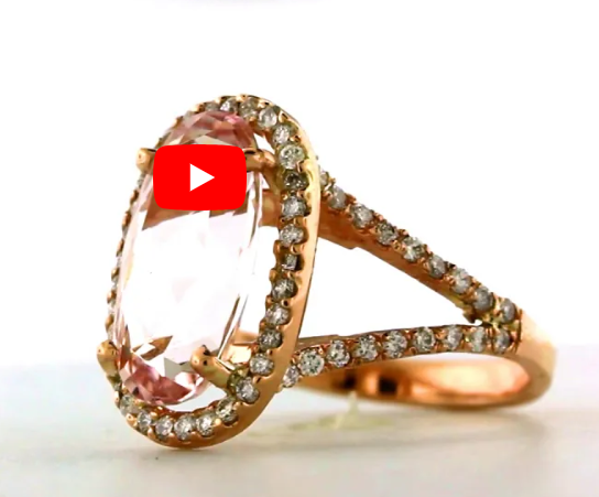 4.19 CT Oval Morganite Diamond Ring 0.68 CT TW Diamonds 14K Rose Gold MGR002 - NorthandSouthJewelry