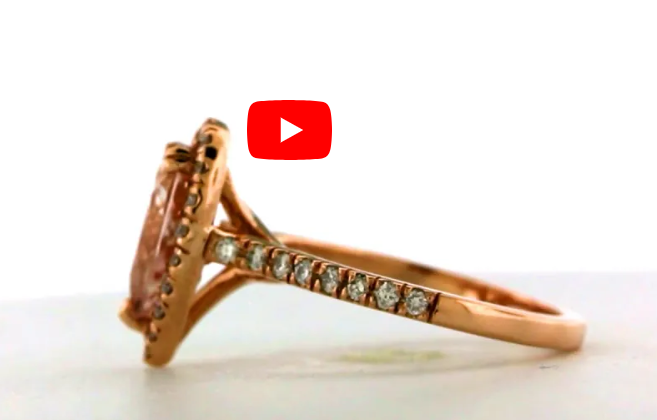 1.57 CT Pear Morganite Diamond Ring 0.45 CT TW Diamonds 14K Rose Gold MGR003 - NorthandSouthJewelry
