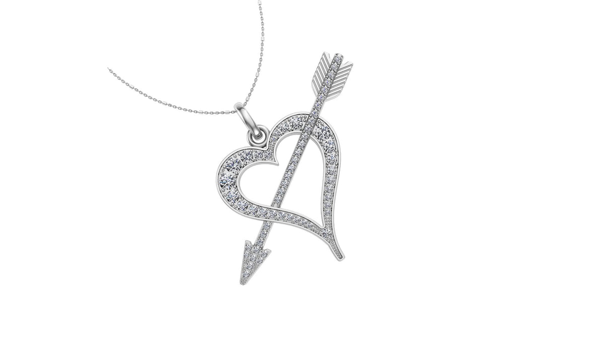 Heart and Arrow Diamond Pendant 0.98CT TW 14K Gold DPEN055