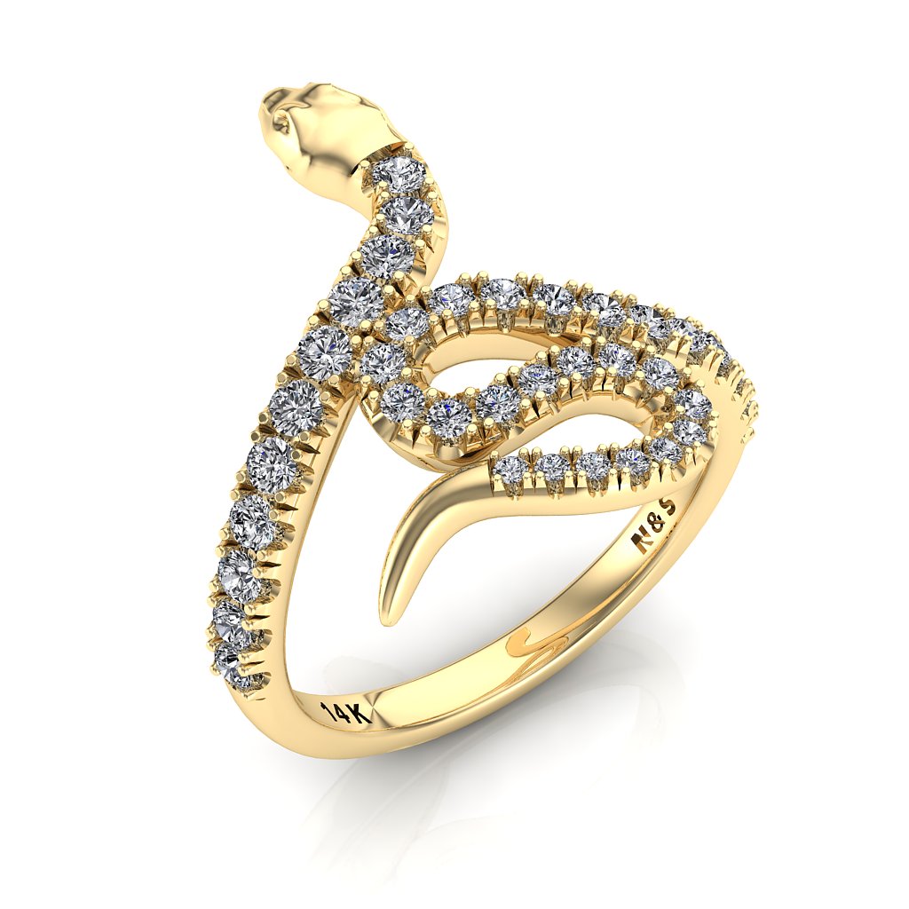 Stylish BFF Diamond Snake Ring 0.53ct tw 14K Gold NIJ007