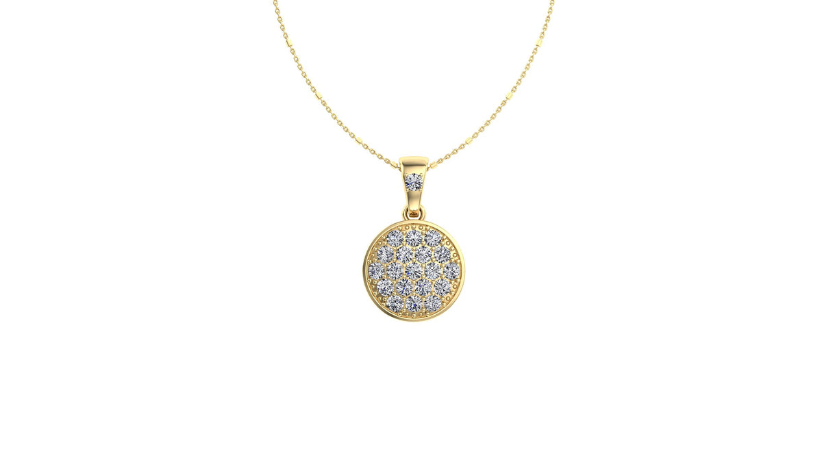 Bezel Set Pave Round Diamond Pendant 0.51CT TW 14K Gold DPEN061