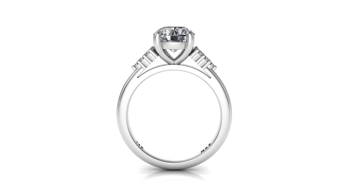 6.5mm (1.00ct) ForeverOne Round Moissanite Diamond Pave Engagement Ring 14K Gold MOENG089