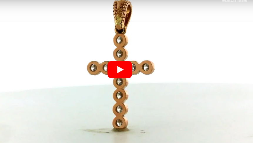 Diamond Cross Pendant 0.51 CT TW 14K Rose Gold DPEN020 - NorthandSouthJewelry