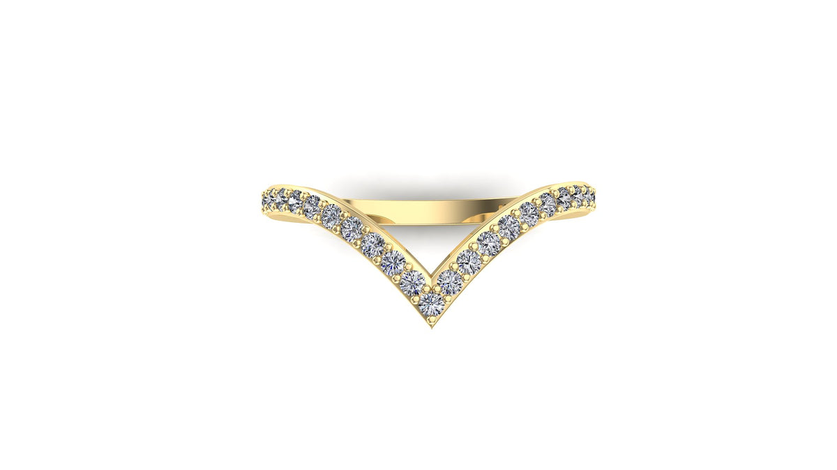 0.25ct Chevron Diamond Wedding Band 14K Gold BAN124