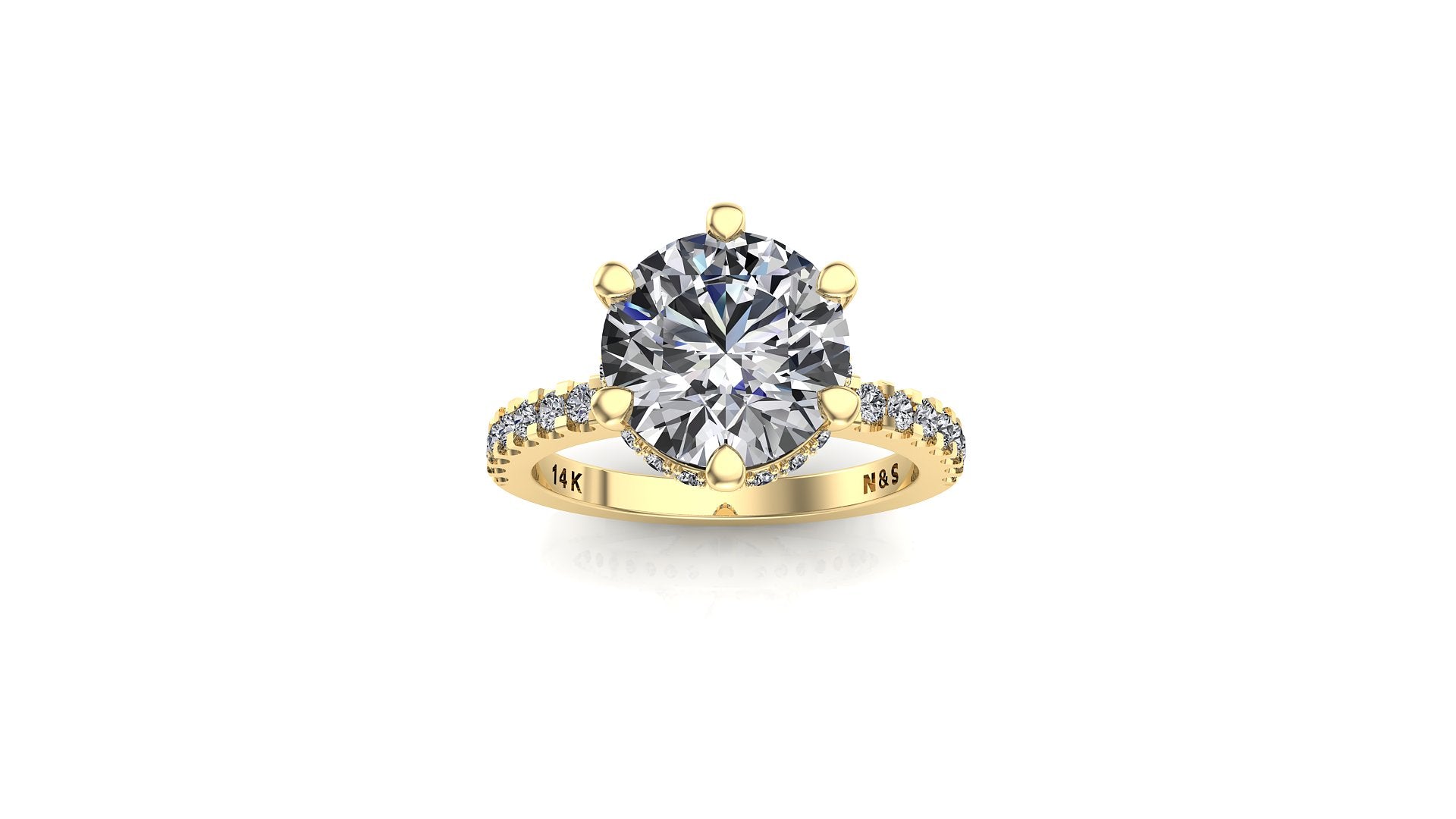 8mm (1.90ct) Katie ForeverOne Round Moissanite Diamond Underhalo Engagement Ring 14K Gold MOENG019