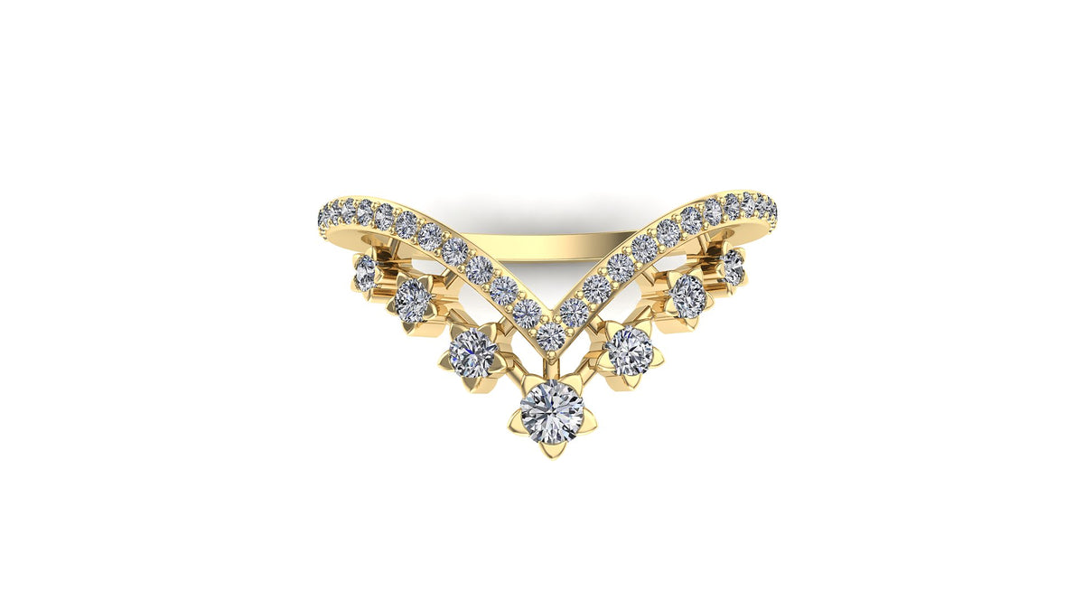 0.40ct Stars Chevron Diamond Wedding Band 14K Gold BAN121