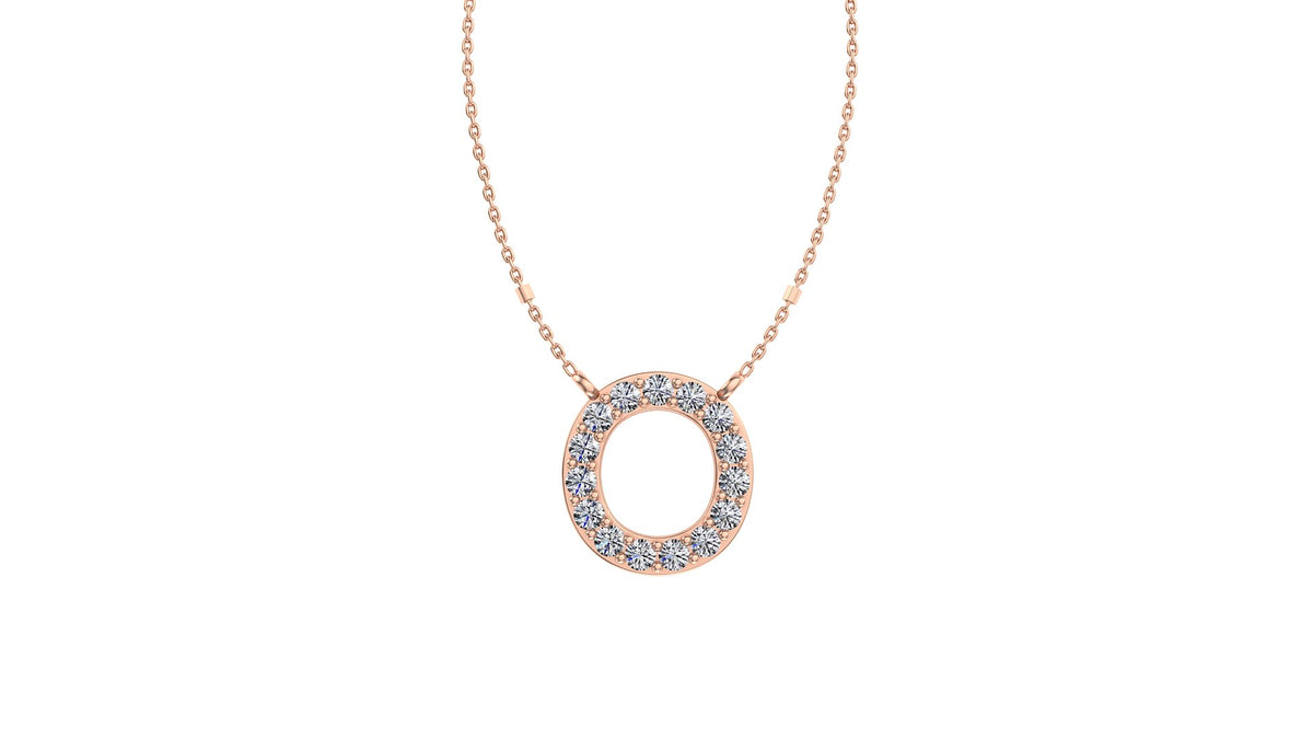 Initial O Diamond Pendant 14K Gold DIP015