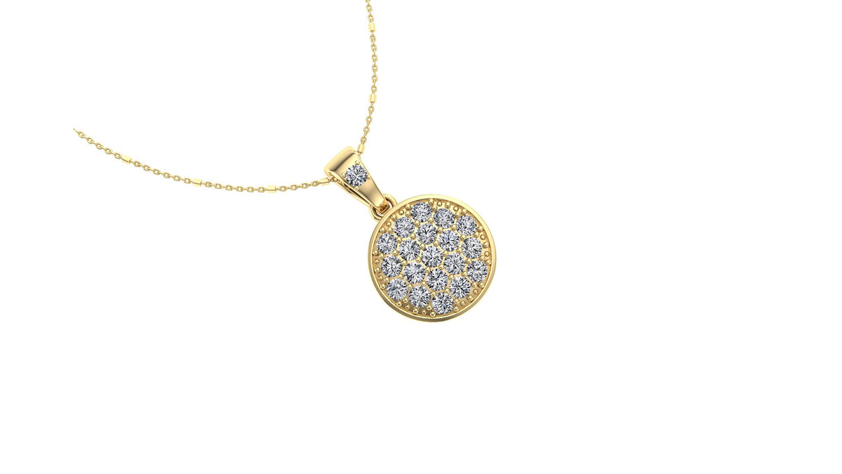 Bezel Set Pave Round Diamond Pendant 0.51CT TW 14K Gold DPEN061