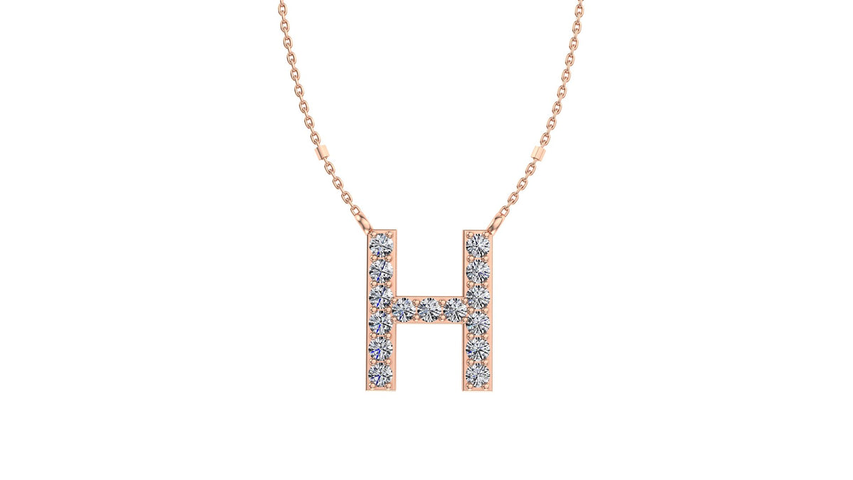 Initial H Diamond Pendant 14K Gold DIP008