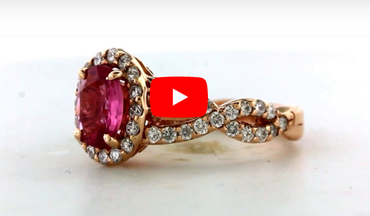 1.28 CT Oval Pink Sapphire Diamond Ring 0.85 CT TW 14K Rose Gold PSR005 - NorthandSouthJewelry