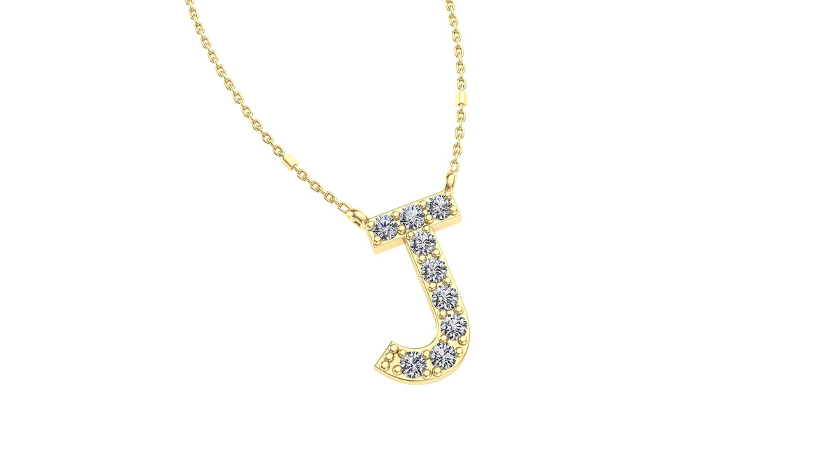 Initial J Diamond Pendant 14K Gold DIP010
