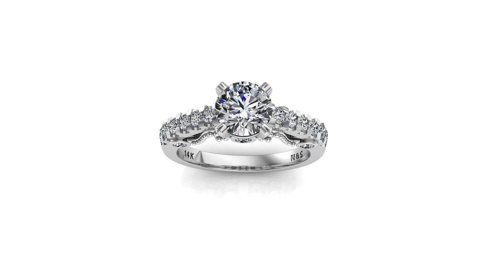 6mm (0.80ct) ForeverOne Round Moissanite Vintage Design Engagement Ring 14K MOENG053