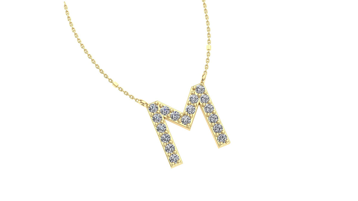 Initial M Diamond Pendant 14K Gold DIP013