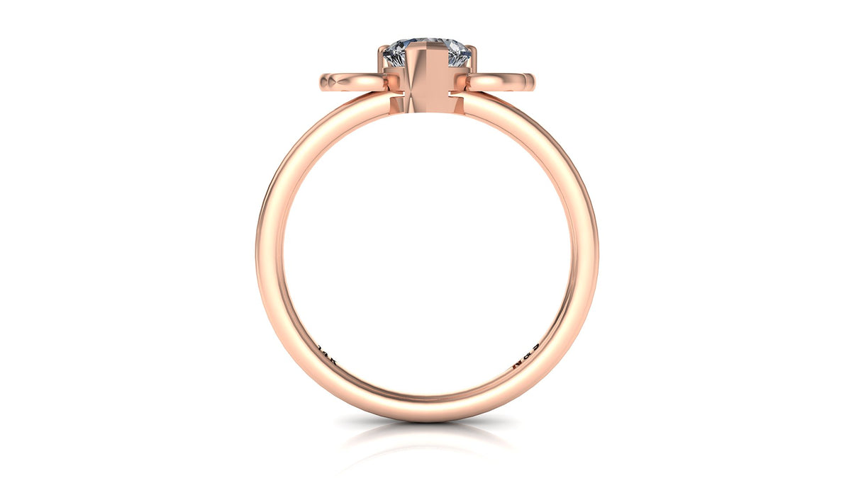 6mm (0.80ct) ForeverOne Heart Moissanite Wing Setting Moissanite Ring 14K Gold MOENG088