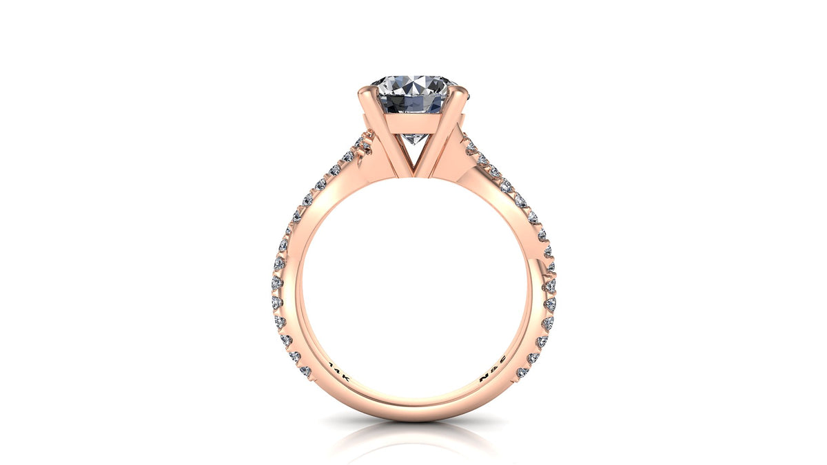 8mm (1.90ct) Aileen ForeverOne Round Moissanite Diamond Double Twist Band 14K Gold Engagement Ring MOENG058