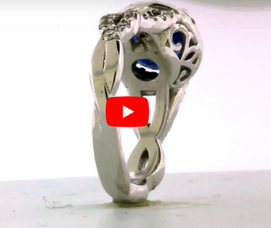 3.21 CT Sapphire Diamond Ring 0.83 CT TW 14K White Gold SPR002 - NorthandSouthJewelry