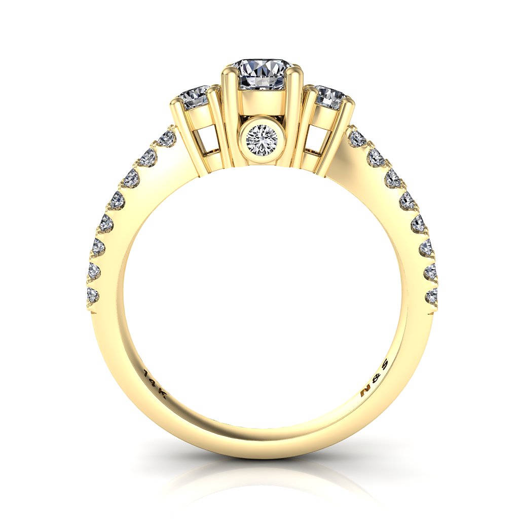 4.5mm (0.33ct) ForeverOne Round Moissanite Three Stone 14K Gold Engagement Ring MOENG059