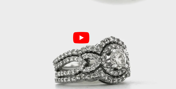 Diamond Engagement Ring Set 2.48 ct tw 14K White Gold DENG053 - NorthandSouthJewelry