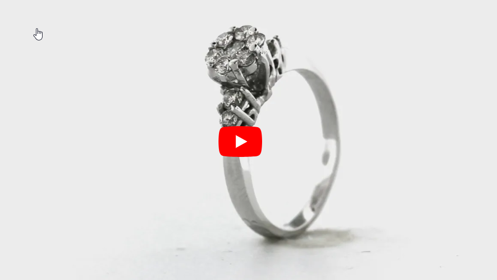 Cluster Diamond Engagement Ring 0.66 CT TW 14K White Gold DENG067 - NorthandSouthJewelry