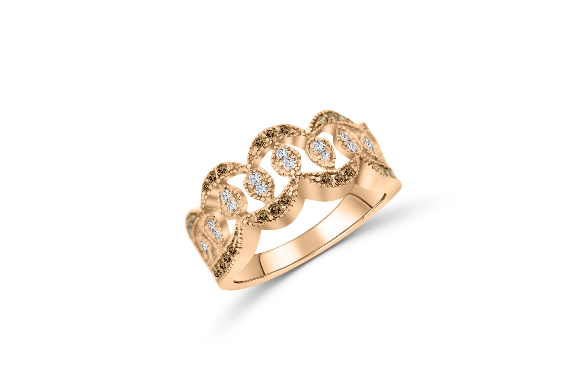 Chocolate Diamond Wide Band 0.58 ct tw Round-Cut 14K Rose Gold BAN051 - NorthandSouthJewelry