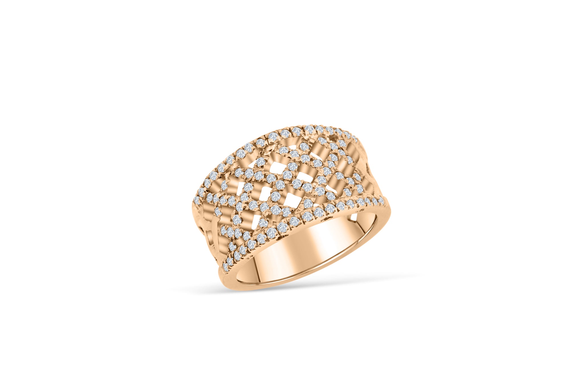 Weave Diamond Anniversary Band 0.73 ct tw Round-cut 14K Rose Gold BAN044 - NorthandSouthJewelry
