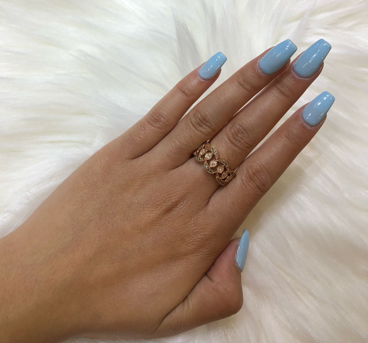 Chocolate Diamond Wide Band 0.58 ct tw Round-Cut 14K Rose Gold BAN051 - NorthandSouthJewelry