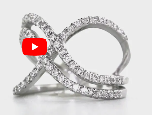 Interlocked Double Infinity Diamond Ring 0.83 ct tw Round-cut 14K White Gold DIR010 - NorthandSouthJewelry