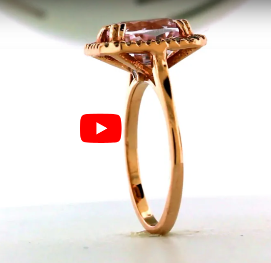 2.69 CT Oval Kunzite Diamond Ring 0.20 CT TW Diamonds 14K Rose Gold KZR004 - NorthandSouthJewelry