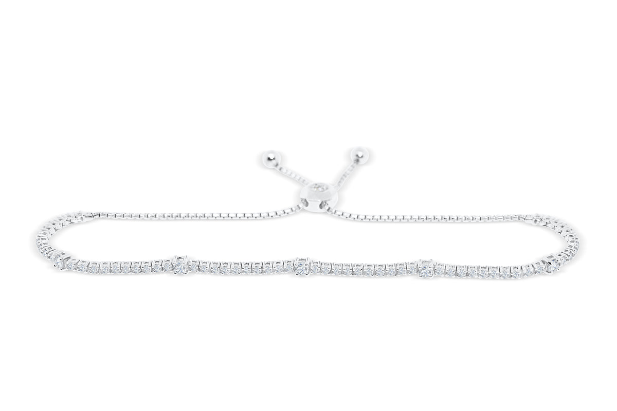 1.30 CT TW Bolo Adjustable Diamond Bracelet 14K White Gold DBR002 - NorthandSouthJewelry