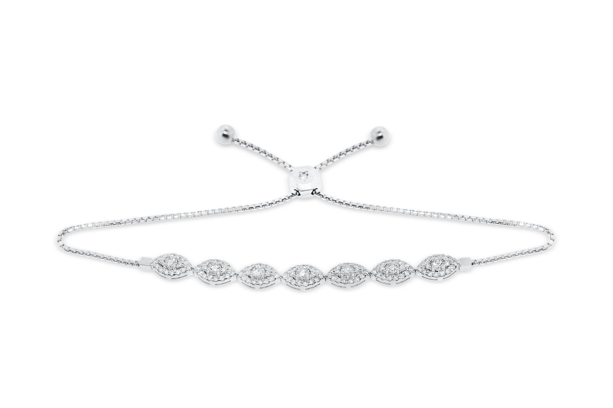 1.57 CT TW Bolo Adjustable Diamond Bracelet 14K White Gold DBR003 - NorthandSouthJewelry