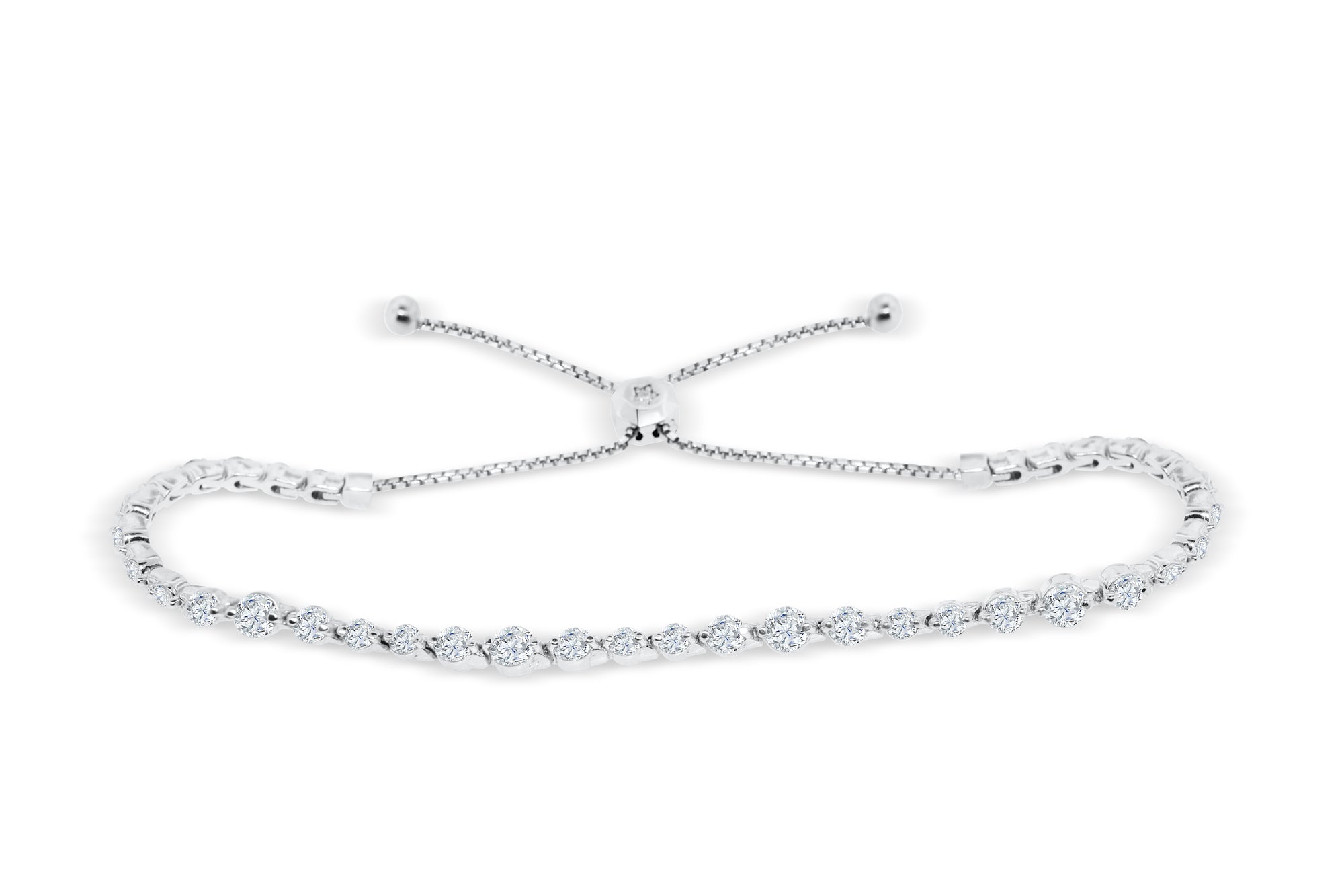 2.03 CT TW Bolo Adjustable Diamond Bracelet 14K White Gold DBR004 - NorthandSouthJewelry