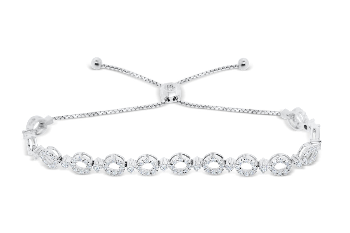 1.98 CT TW Bolo Adjustable Diamond Bracelet 14K White Gold DBR005 - NorthandSouthJewelry
