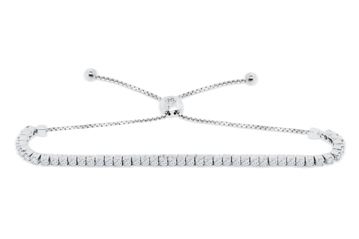 1.41 CT TW Bolo Adjustable Diamond Bracelet 14K White Gold DBR006 - NorthandSouthJewelry