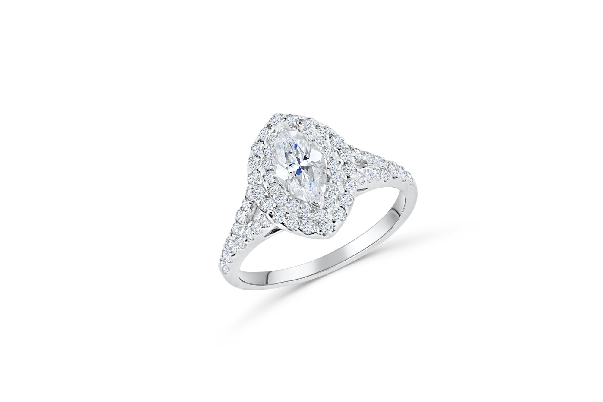Marquise Diamond Engagement Ring 2.34 ct tw 14K White Gold DENG014 - NorthandSouthJewelry