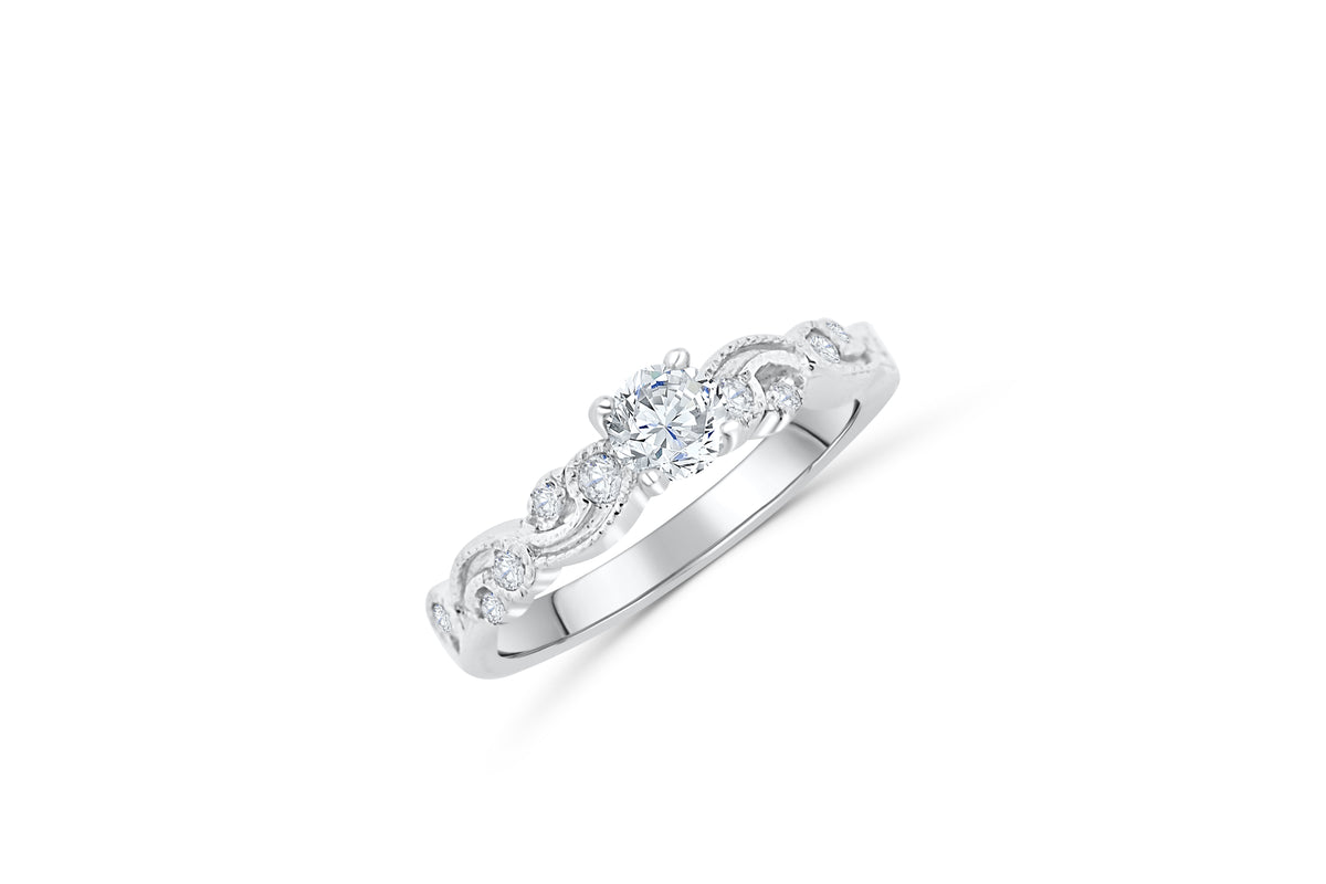 Diamond Engagement Ring 0.99 ct tw 14K White Gold DENG021 - NorthandSouthJewelry